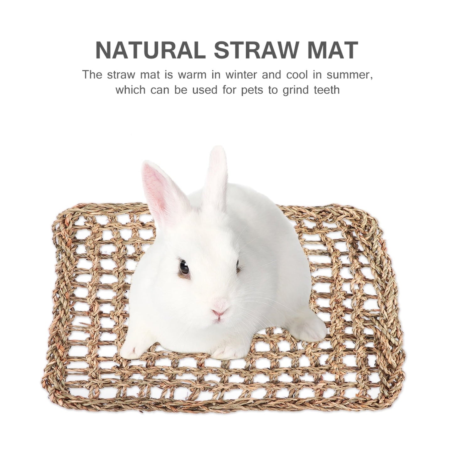 Gratier 2pcs Grass Mat Woven Bed Mat Rabbit Bunny Bedding Chew Toy Bed Play Toy