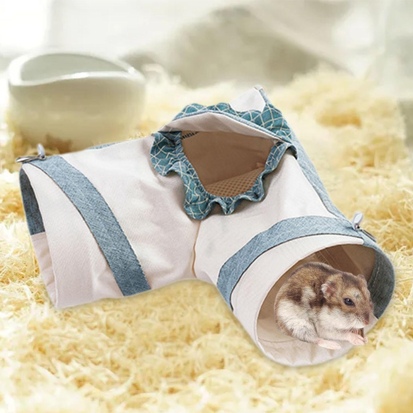 TOOYFUL Guinea Pig Tunnel Cave Self Entertainment Portable Corner Tunnel Hamster Hideout Toy for Chinchilla Small Animals Ferret Mice L