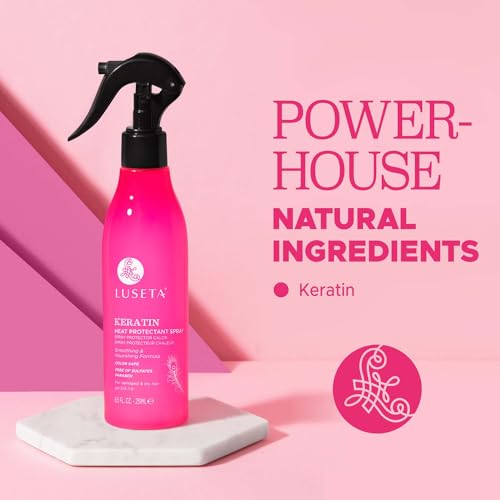 Luseta Keartin Heat Protectant Hair Spray Smoothing & Nourishing Thermal Protection Treatment for Dry and Damaged Hair, Frizz Control，Repair Split Ends 8.5oz