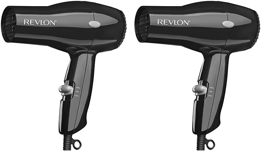 Revlon 1875W Compact Hair Dryer – Lightweight & Travel-Friendly | Black | 2-Pack