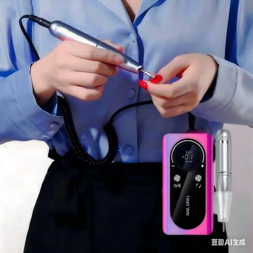 Nail Gun Drill, Professional Rechargeable Nail Drill, 45,000 RPM, Suitable for Women's Manicure, Pedicure, Removing Gel Polishes, for Home DIY Salon Manicure, Purple