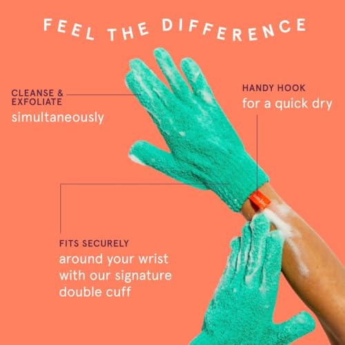 Cleanlogic Bath & Body Exfoliating Glove, Stretchy Bath & Shower Gloves, Reusable Exfoliator Tool for Smooth & Softer Skin, 3 Pairs, 6 Count
