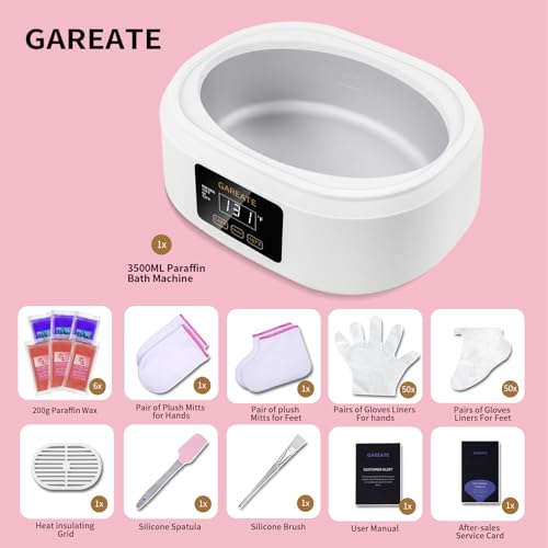 Paraffin Wax Machine for Hand and Feet - Paraffin Wax Machine 3500ML with 6 Pcs Paraffin Bath Wax,Personal Home SPA Moisturizing and Exfoliating Kit for Hands and Feet,Keep Warm Paraffin Wax（White）