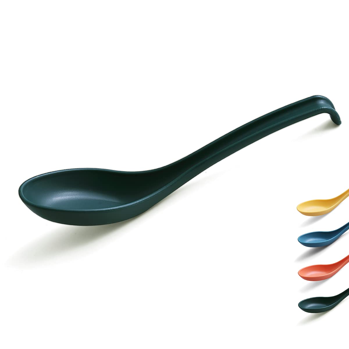 Evanda Soup Spoon, ECO Friendly Dinner Spoon,Made of Food Grade PP, BPA Free,Easy Clean,Dishwasher Safe Set of 12(Dark Green)