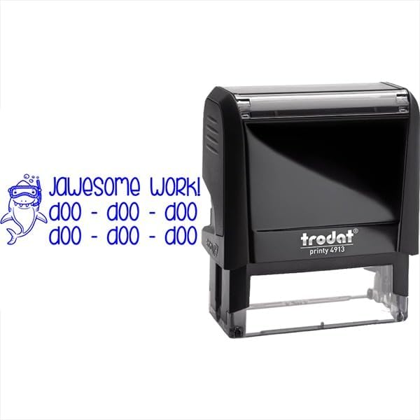 Custom Self-Inking Jawesome Work Stamps | 49 Fun Classroom Phrases | Grading Made Easy | Large Book Stamps