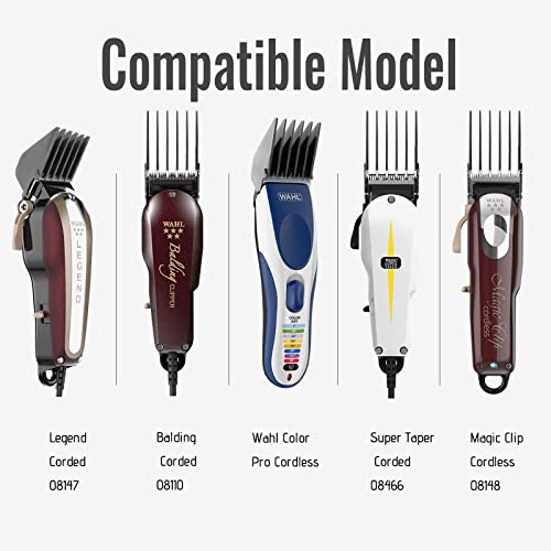 AFANSO Mega Hair Clipper Guards, 8pcs Gray, Fits Most Wahl Full Size Hair Clippers (3 Inch 8pcs)
