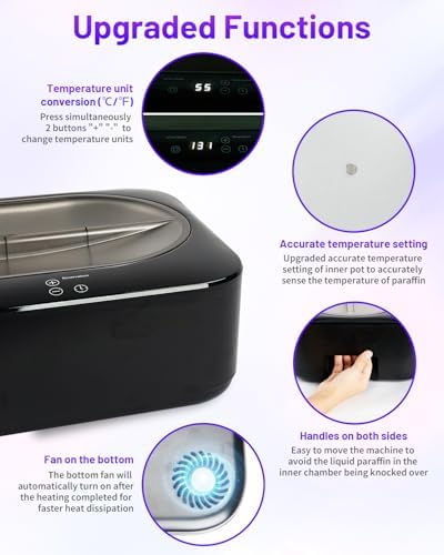 Upgraded Paraffin Wax Machine for Hand and Feet 4000ML, Teglu Paraffin Bath Moisturizing Kit with 3X 450g Paraffin Wax Refill for Hand and Foot Spa at Home, Paraffin Wax Warmer Black