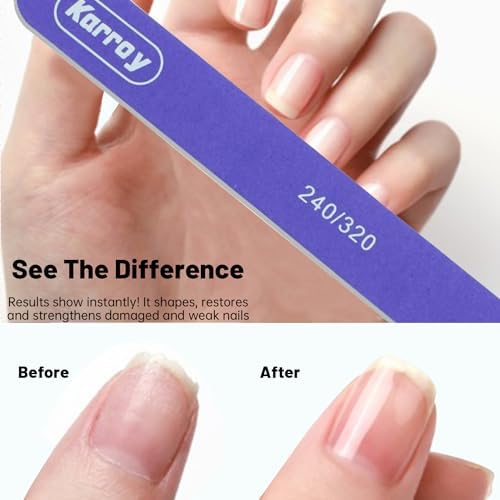Nail File and Buffer for Natural Nails Dual Sided 2 Steps Shorten and Shape Nail Tools 20pcs 240/320 Grit