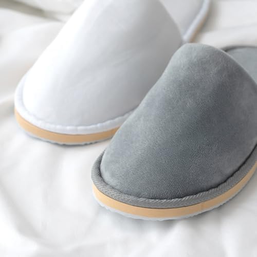 GONG GONG 6 Pairs Non Slip Disposable Slippers, Washable & Reusable, Closed Toe Crystal Velvet Slipper for Guest, Bathroom, House, Hotel, Party, SPA, Wedding