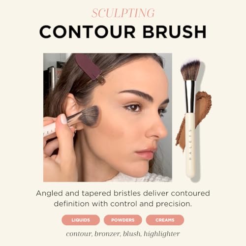 HALEYS Makeup Brush Set 5 pcs: Soft, Streak-free, Perfect Blending, Buff, Blurs and Smooth, Premium Luxury Vegan Bristles, For Liquid, Cream or Powder, Vegan, Cruelty-free, Sustainable Wood