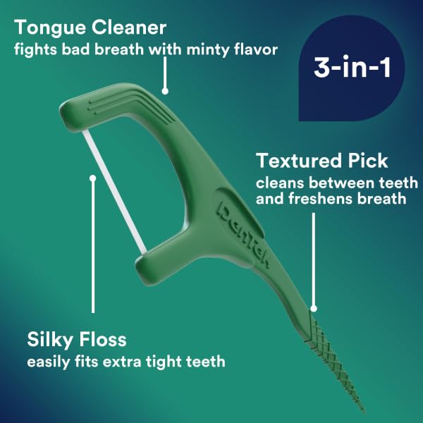 DenTek Fresh Clean Floss Picks, For Extra Tight Teeth, 75 Count, 6 Pack