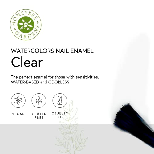 Honeybee Gardens Water-Based Nail Enamel, Clear, Eco-Friendly, Odorless & Vibrant Polish, 0.5 fl oz