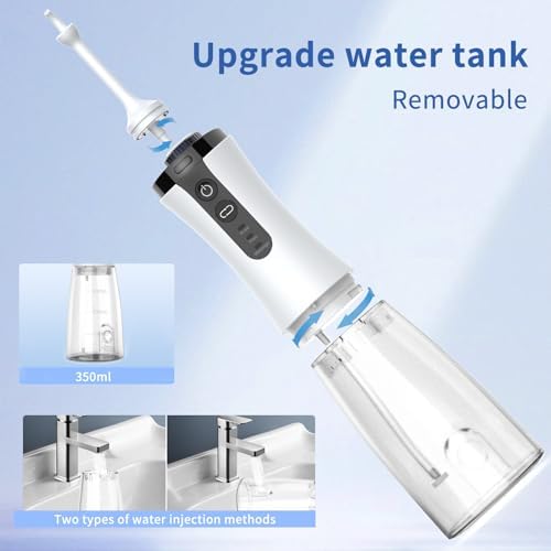 Water Flosser with Camera for Teeth, VITCOCO Visual Water Dental Flosser with 12-Gear, Rechargeable Water Flosser with 3-Nozzle and IPX7 Waterproof for Android and iOS(White)