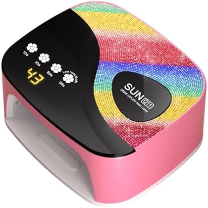 SUNX11 Rhinestone uv Nail Lamp - LED UV Gel Nail Dryer with Rainbow Crystal Design, 3-Second Quick Dry, Touch Screen, Detachable Base, 4 Timer Settings, for Fingernails & Toenails