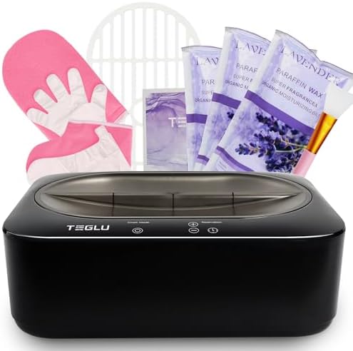 Upgraded Paraffin Wax Machine for Hand and Feet 4000ML, Teglu Paraffin Bath Moisturizing Kit with 3X 450g Paraffin Wax Refill for Hand and Foot Spa at Home, Paraffin Wax Warmer Black