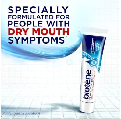 Biotene Fluoride Toothpaste for Dry Mouth Symptoms, Bad Breath Treatment and Cavity Prevention, Fresh Mint - 4.3 oz (Pack of 5)
