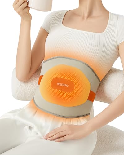 Portable Heating Pad with Massager for Back Pain Relief: MAXwarm® 3.0, IKEEPFIT® Electric Cordless Heat Pad for Period Cramps, Extra Large 65", 8000mAh Battery, Gift for Women Men(Beige)