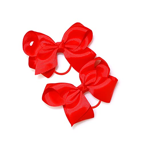 WillingTee 40Pcs 4.5 Inches Boutique Pops Hair Bows Elastic Hair Ties Grosgrain Ribbon Big Cheer Bow Ponytail Holder Elastic Ties for Girls Toddlers Kids Teens 20 Colors in Pairs
