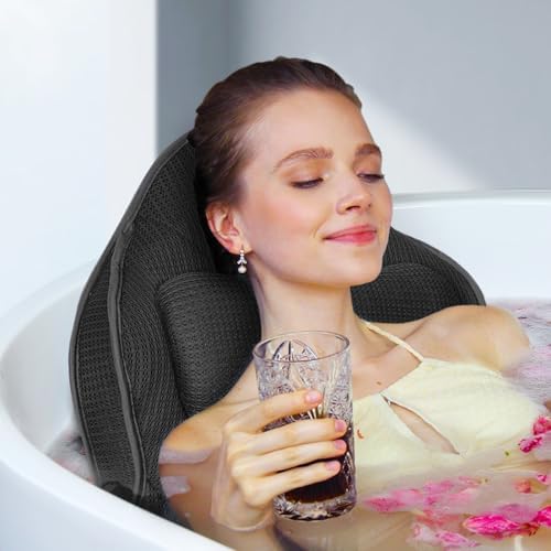 Full Body Bath Pillow for Tub-Extra Thick Bathtub Pillow with Head & Neck Support, Luxury Tub Pillow for Comfort, Non-Slip Bath Cushion for Women, Men & Seniors, Bathroom Accessories