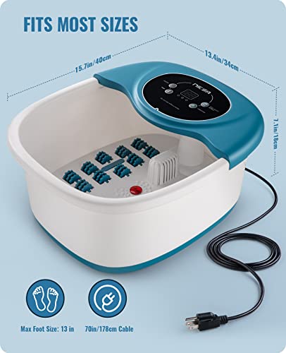 Foot Spa Bath Massager with Heat, Bubble, Vibration and Temperature Control, 22 Massaging Rollers Foot Soak Tub for Foot Pain Relief, Pedicure Foot Soaker with Acupressure Massage Points & Red Light