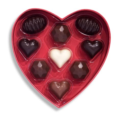 Valentines Chocolate Candy, Valentines Day Assorted Gourmet Belgian Heart Chocolate Truffles, Gifts for Him and Her in Elegant Red Heart Gift Box. Milk, Dark, Strawberry, 6 Flavors with 24 Treats