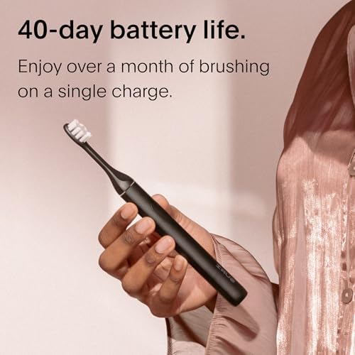Sonic Electric Toothbrush | 40+ Day Battery | Designed in California | Sustainable Electric Toothbrush for Adults | Travel Toothbrushes | Tooth Brush |Black