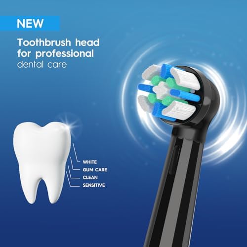 IO Replacement Heads Intelligent Compatible with Oral B iO 2 3 4 5 6 7 8 9 10 Series Electric Toothbrush, 8 Pack IO Brush Heads with Medium Soft Bristles for Gum Care & Sensitive Teeth (Black)
