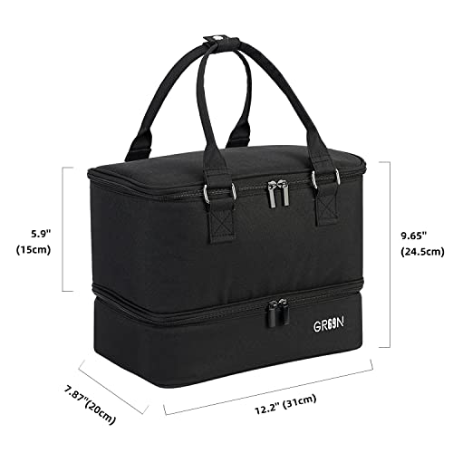 Nail Polish Organizer Bag,Double Layer Nail Polish Storage Fits a Nail Lamp and 40 Bottles,Great Size Nail Storage Organizer For Nail Drill,Nail Supplies Set (Bag Only)-Black