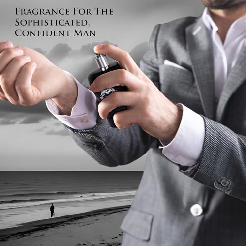 Victorious Black for Men Eau De Toilette 3.4 Fl Oz- Top Notes of Juicy Mandarin Orange & Grapefruit Blended with Sea Notes Base Notes of Ambergris, Guaiac Wood, Patchouli & Moss Elegant 100ml Bottle