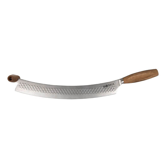 BOSKA Stainless Steel Cheese Knife - For All Types of Cheese Pizza - Multi-Functional Cheese Slicer - Handheld Slicer - Silver Non-Stick Oak Wood - Dishwasher Safe - For Kitchen Cooking