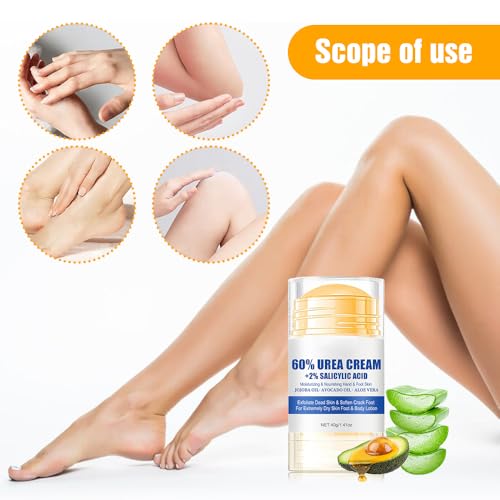 Moisturizing Foot Cream, 2025 New Hydrating and Anti-Cracking Foot Cream,Foot Repair Cream for Cracked Heels, Hands, Knees, Urea Cream 60% to Repairs and Moisturizes Dry and Cracked Feet (1PCS, 1)