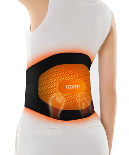 Portable Heating Pad with Massager for Back Pain Relief: MAXwarm® 3.0, IKEEPFIT® Electric Cordless Heat Pad for Period Cramps, Extra Large 65", 8000mAh Battery, Gift for Women Men(Beige)
