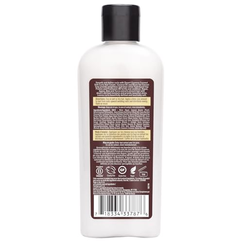 Desert Essence Coconut Soft Curls Hair Cream - Botanically-Based Curl Cream for Curly Hair - Silicone-Free - Hydrating with Coconut Oil, Black Oat Extract - Vegan, Gluten-Free, Cruelty-Free, 6.4 oz