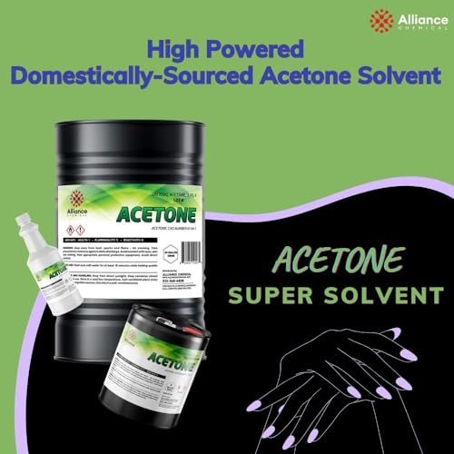 100% Pure Acetone - 1 Pint - Strong Solvent for Home, Commercial, Industrial Application & Remover for Natural, Gel, Shellac Nails and Dip Nails - 16 FL Oz Bottle Clear