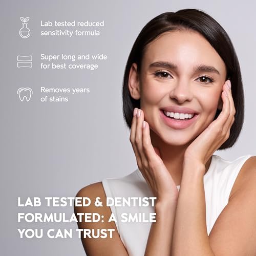 Natural Teeth Whitening Strips Kit 14 Treatments - Sensitive Teeth Whitener, Peroxide Free, Enamel Safe White Strips - Instant Teeth Whitening Without The Harm (28 Strips)