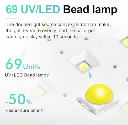 L'UGX Professional Nail Curing Lamp for Gel Polish Dryer 72W LED UV Nail Lights with Arm Rest Pillow & Retractable Tray,Perfect for Manicure & Pedicure at Salon & Home