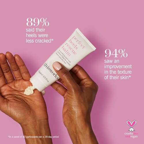 This Works Perfect Heels Rescue Balm: A Natural Vegan Formula to Nourish, Repair and Moisturise with Cotton Thistle, Lemon and Lavender Essential Oils, Silicone Free, 75ml