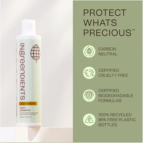 Non Toxic Vegan Shampoo with Organic Ingredients, Apple Cider Vinegar & Tea Tree Oil - Sulfate Free, Color Safe, Paraben Free, Gluten Free, Cruelty Free, pH Balanced