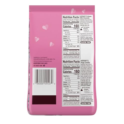 HERSHEY'S HUGS & KISSES Assorted Flavored, Valentine's Candy Bag, 21.4 oz