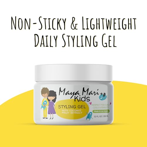 Kids Hair Styling Gel with Coconut Fruit Extract | Safe & Gentle Baby Hair Gel for Toddlers | Sulfate-Free Hair Gel for Boys & Girls, 12 oz