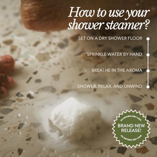 Bare Botanics Shower Steamers Aromatherapy 6 XL Cubes + Tray - Intensely Aromatic with Essential Oils & Natural Ingredients - 70% Bigger - Long-Lasting at-Home Spa Relaxation - Small-Batch Made in WI
