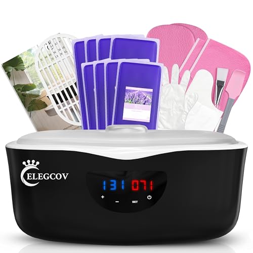 Paraffin Wax Machine for Hand and Feet - ELEGCOV Paraffin Wax Warmer with 8 Packs Lavender Bath Wax Refills Kit，Hand and Foot Moisturizing Care Kit, 4000ml Fast Meltdown Parafin Hot Wax Machine