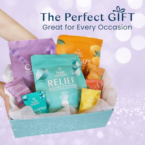 Body Restore Shower Steamers Aromatherapy 15 Pack - Birthday Gifts for Women, Men, Travel Essentials, Stress Relief, Relaxation, Self Care, Bath Bombs - Lavender