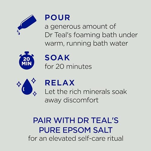 Dr Teal's Foaming Bath with Pure Epsom Salt, Cannabis Sativa Hemp Seed Oil, 34 fl oz (Pack of 4)