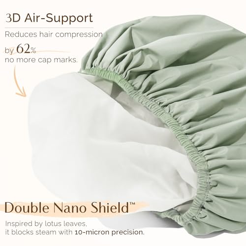 Yanibest Shower Cap Reusable Waterproof - Double Layer Shower Caps for Women, Washable Shower Bonnet with Soft Non-Slip Elastic Band, Bath Hair Hat for Most Hair Types
