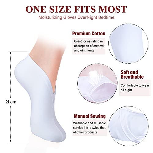 Geyoga 10 Pairs Moisturizing Socks Overnight for Dry Feet Spa Cotton Moisture Enhancing Cosmetic Socks for Women and Men, White