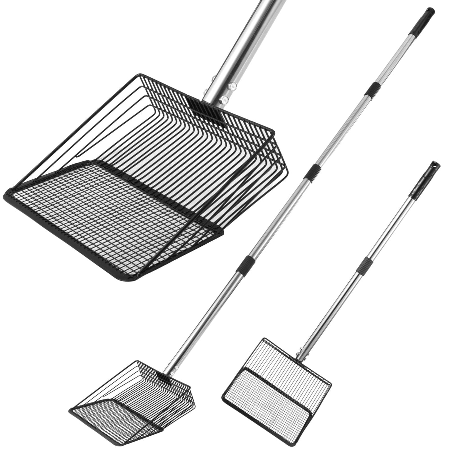 Extra Long Chicken Poop Scooper, 10 in Wide Adjustable Chicken Coop Metal Shovel Cleaning Tool, 64 in Long Handle Cat Litter Scooper