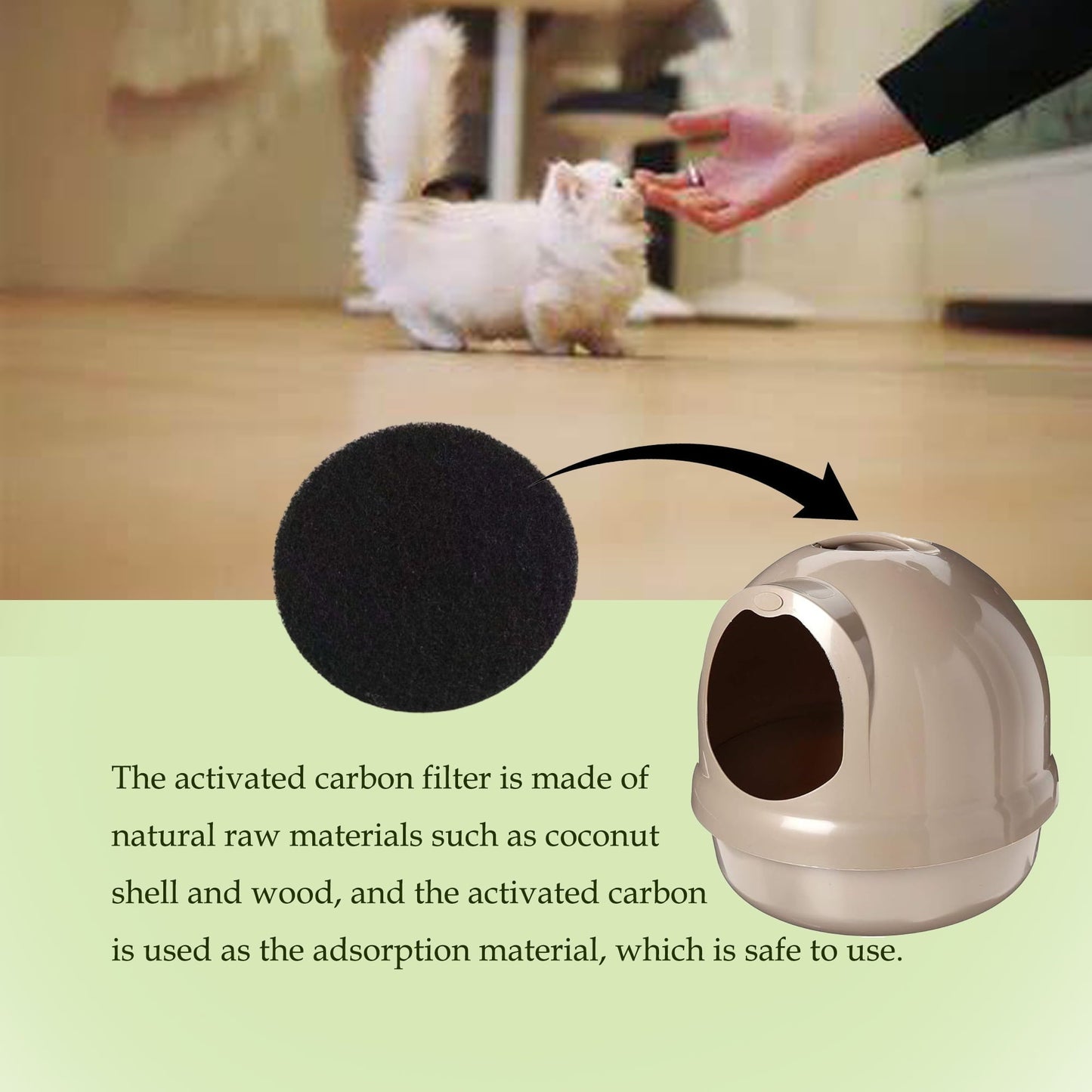 Genligt Activated Carbon Filters Compatible with Petmate Booda Dome Cat Litter Box, Replacement Official Size, 6 Pack