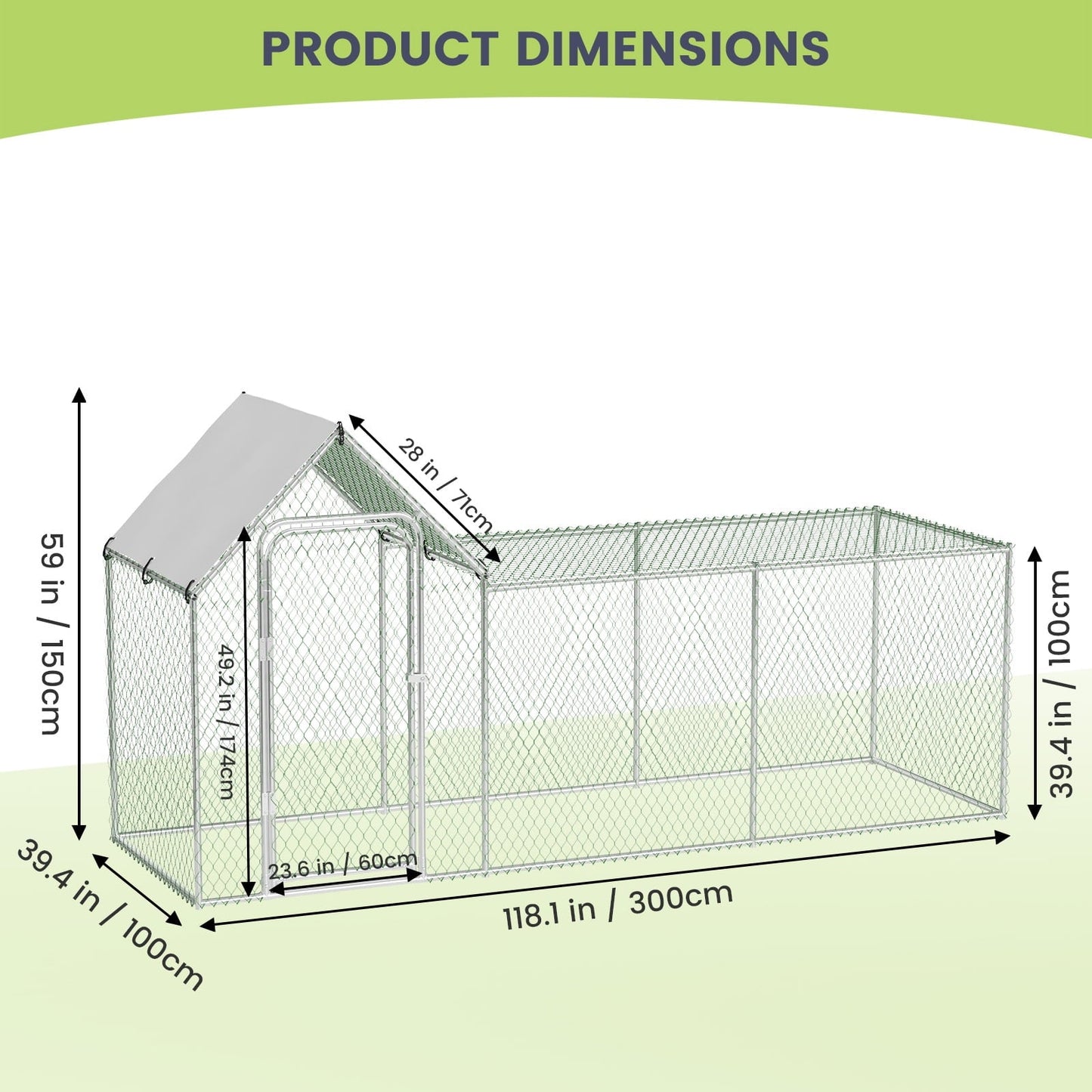 Lumiparty Large Metal Chicken Coop with Waterproof and Anti-UV Cover, Fits 10 Chickens, Rabbits, Ducks, Silver
