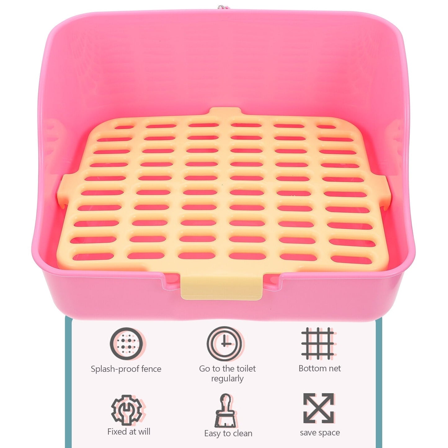 WASHWEPE Rabbit Litter Box Color Mesh Square Litter Tray for Rabbits 1Pcs 11.2X9.3X6.1in